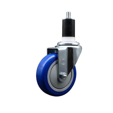 Service Caster 4'' Blue Poly Wheel Swivel 1-1/2'' Expanding Stem Caster SCC-EX20S414-PPUB-BLUE-112